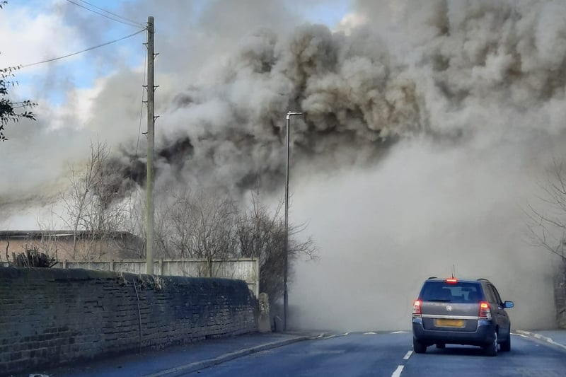 Dramatic photos taken on Wesley Road this afternoon showed billowing plumes of smoke engulfing the area.