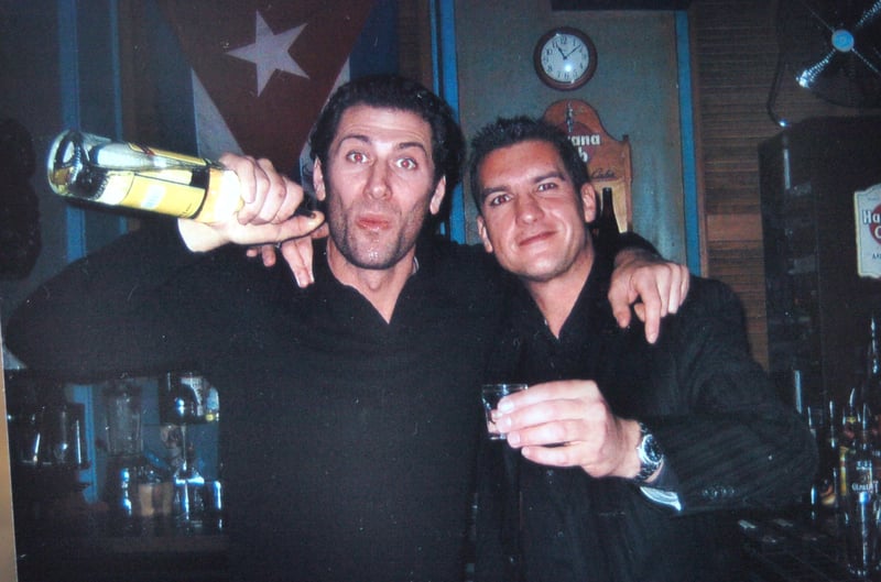 Big Brother contestant Roberto Conte with Adrian Bagnoli at Cubana bar, on Trippet Lane, Sheffield