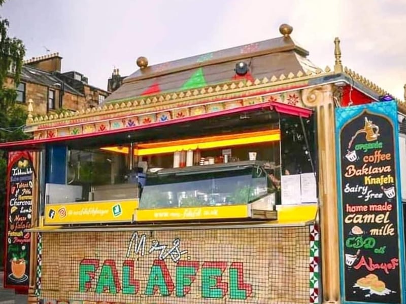 Mrs Falafel is colourful, cool, and class. As far as looks go, its without a doubt the prettiest food truck in the city. It's a shame its stuck next to a petrol station and not on the top of a symmetrical green hill like a Wes Anderson film.