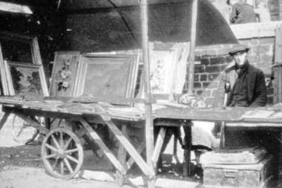 An early picture framers stall at the Barras