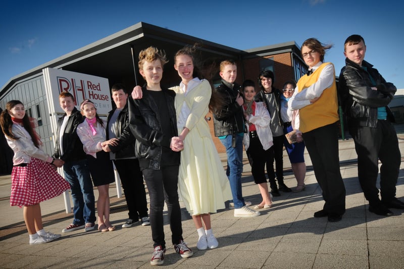 Plenty of happy faces among these pupils who were taking part in a dress rehearsal for their production of Grease.