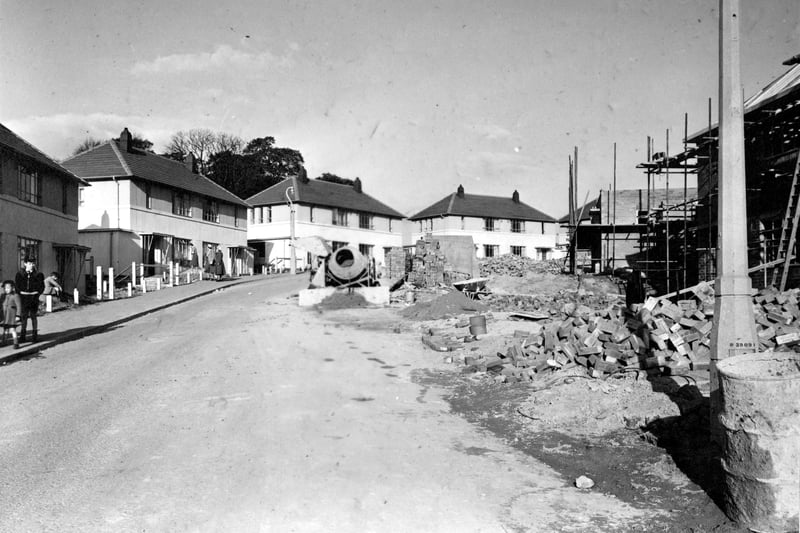 Construction of Brooklands Lane on the Seacroft Estate. Pictured in October 1951.
