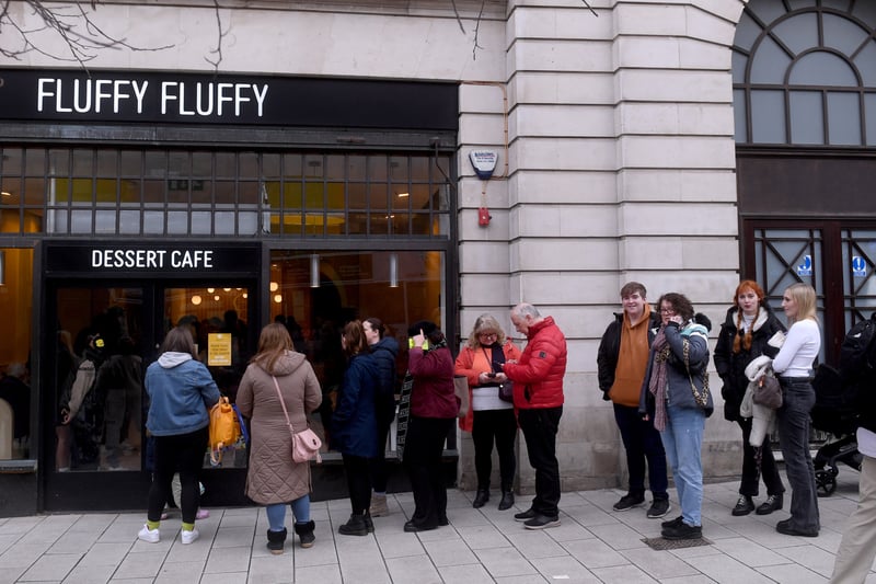 A queue of people keen to get their pancake fix on Shrove Tuesday headed to Fluffy Fluffy.