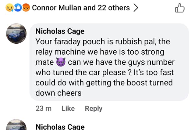 Another of the comments posted to Paul's Facebook page.