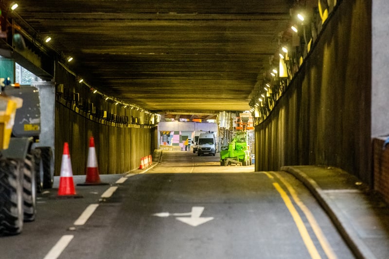 During the closure, pedestrians and cyclists can safely cross Marsh Lane under the flyover, managed by the on-site construction team.