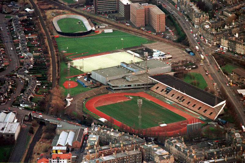 This aerial photo of the former Meadowbank Stadium was taken in 1999, showing the velodrome at the top of the picture.