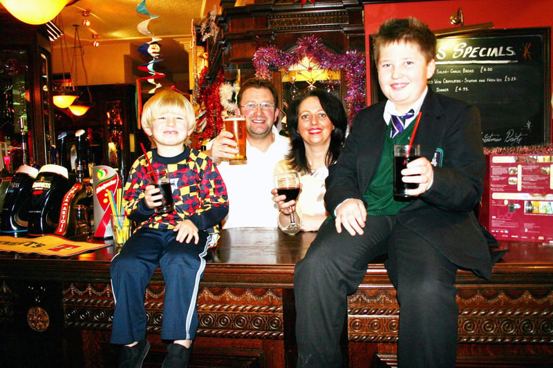 Geoff and Alison Porteous who took over the Blue Bell in 2005 and were pictured with their children Brad and Geoff Junior.