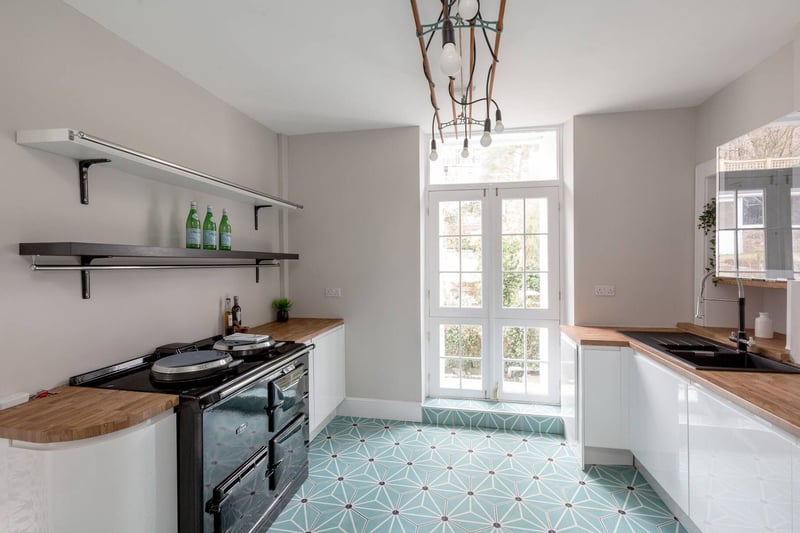 The Murrayfield property's stylish kitchen with Aga.