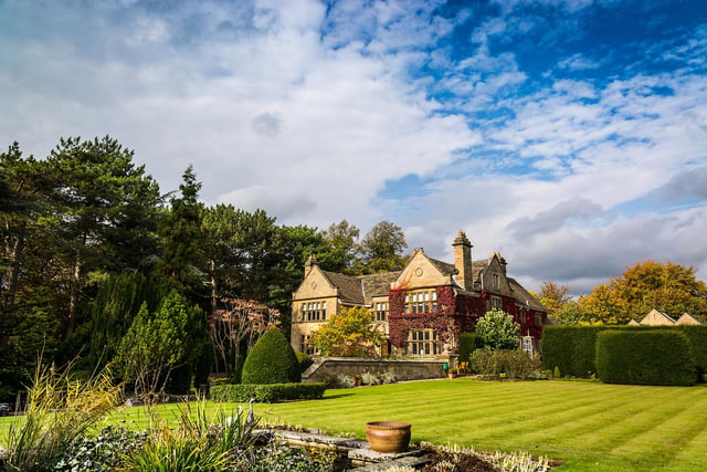 Baslow Hall, in Baslow in the Peak District, is set in stunning gardens. (https://www.fischers-baslowhall.co.uk/weddings)