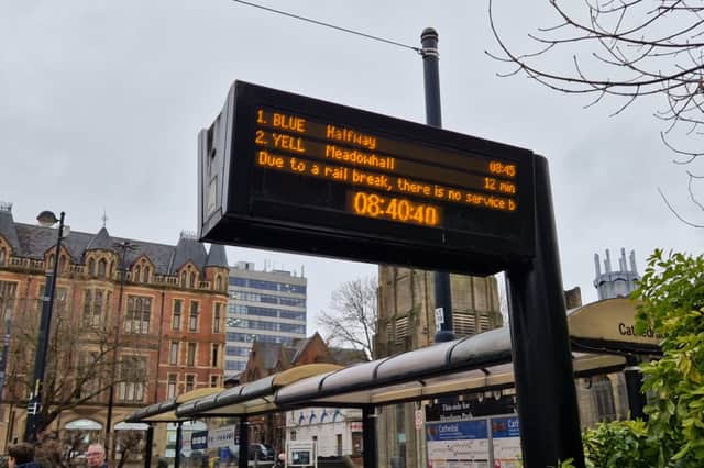The information board at the Cathedral announced the replacement buses. Picture: David Kessen, National World