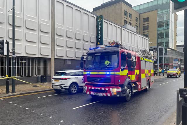 Emergency services left the Merrion Centre just before 1pm.
