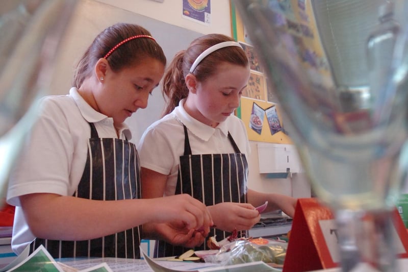 Two of the competitors in a cookery contest at St Anthony's RC School in June 2008.