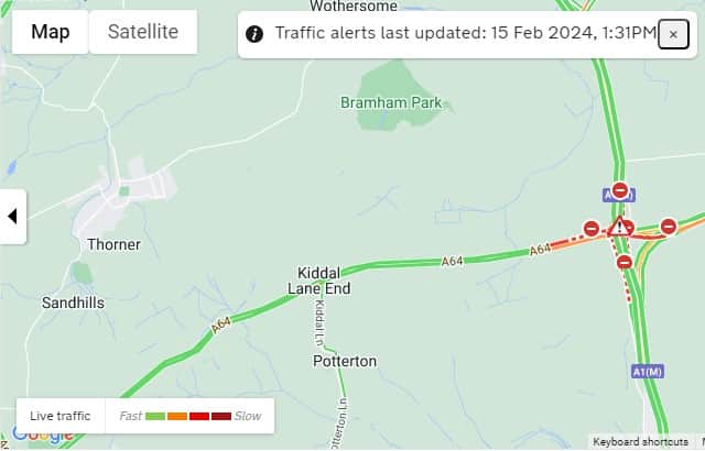 Traffic has not been significantly impacted as a result of the closure of the A1(M) by Bramham Crossroads