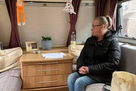 June Willey has been living in a caravan at the end of her drive for almost four months after her home flooded.