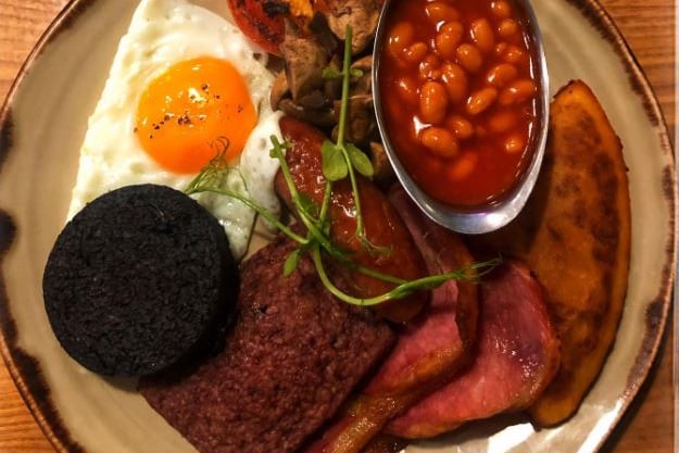 We can guarentee that this tastes as good as it looks with it being known as The Glasgow Fry. It includes bacon, 2 sausages (proper butchers link & Broxburn lorne) Stornoway black pudding, mushrooms, grilled tomato, beans & tattie scone, free range eggs & toast. 450 Dumbarton Rd, Partick, Glasgow G11 6SE. 
