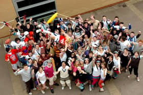 Pictured are pupils from Tapton School Sixth form in fancy dress at the start of their charity week, March 26, 2007. 