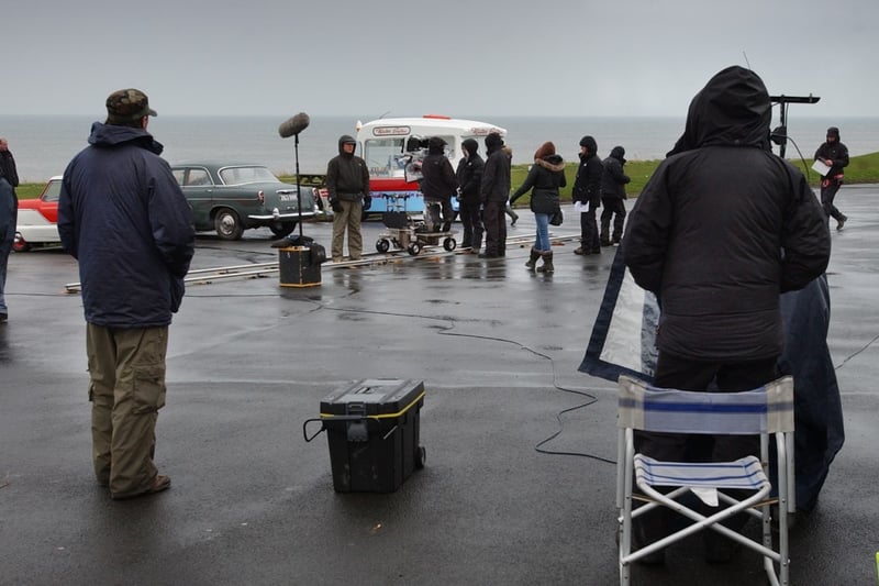 Seaham Hall car park was the setting for this film crew which was preparing for a shoot of Inspector George Gently in April 2010.