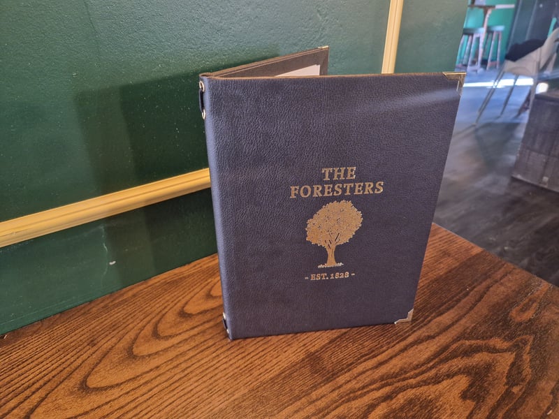 The food and drinks menu at The Foresters pub, on Division Street in Sheffield city centre