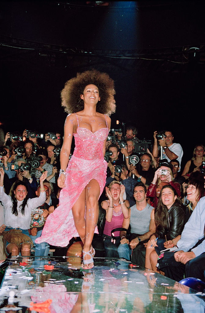 Singer Mel B of English pop group The Spice Girls takes part in a Julien MacDonald fashion show at the Roundhouse in Camden during London Fashion Week, London, UK, 22nd September 1999. (Photo by Dave Benett/Getty Images)