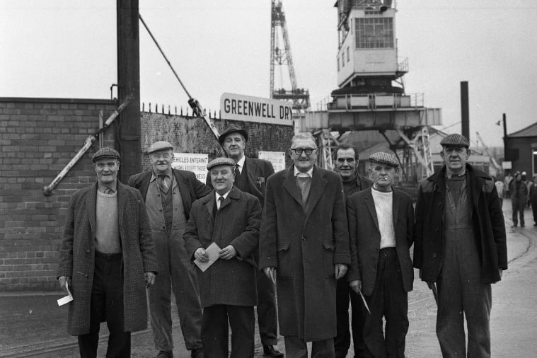 These Sunderland men left Greenwells Dry Dock for the last time in 1975.
The dock shut forever in April 1976.