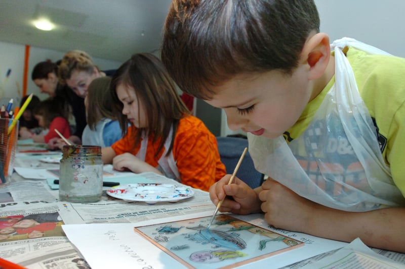 These artistic children made their own artwork at the National Glass Centre in February 2010.