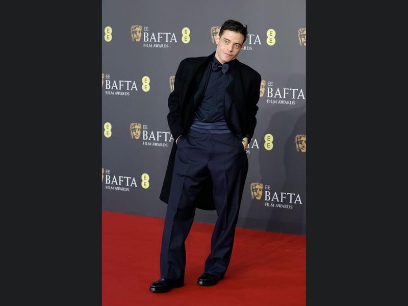 Rami Malek on the Bafta red carpet. 