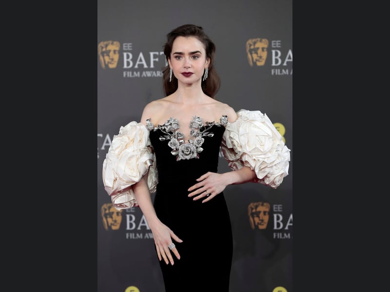Lily Collins attends the Bafta Film Awards 2024. 