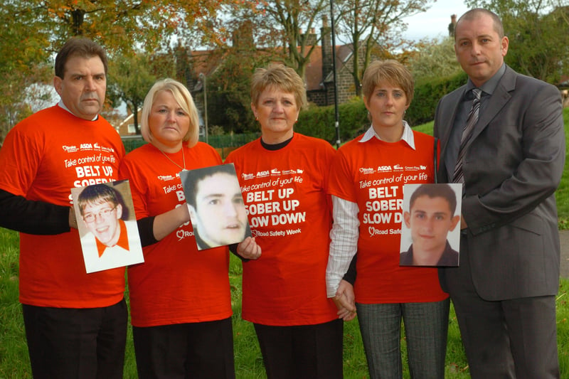 Bereaved family members were at Horsforth School in November 2006 for the launch of a campaign by road safety charity Brake as part of Road Safety Week highlighting the dangers of reckless driving. Pictured, from left, are Tony Davidson, Debbie Mavin, Ann Cunliffe and Anne and Phil Bowden.