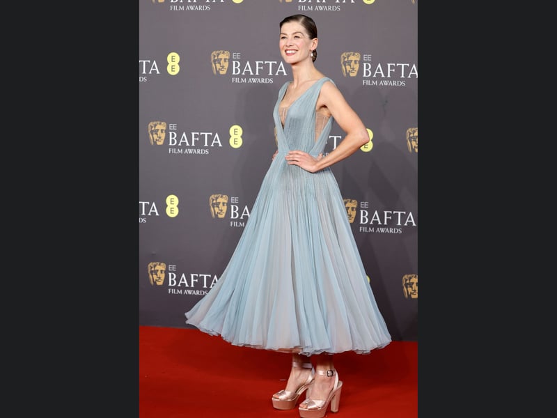 Rosamund Pike attends the 2024 Bafta Film Awards.