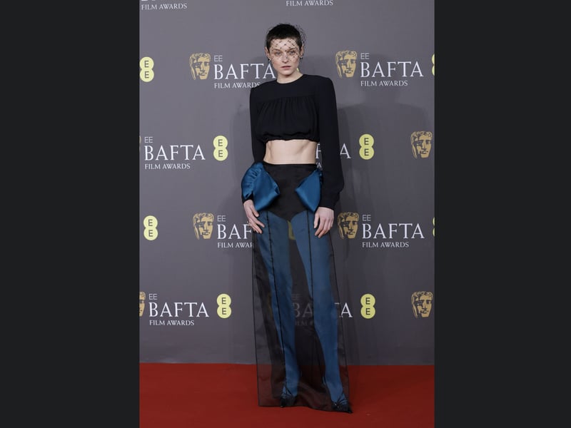The Crown actor Emma Corrin attends the 2024 Bafta Film Awards.