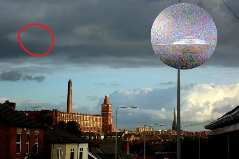 This insert picture shows a zoomed in image of a UFO spotted above Tulketh in Preston. The sighting is ringed in red, 2007