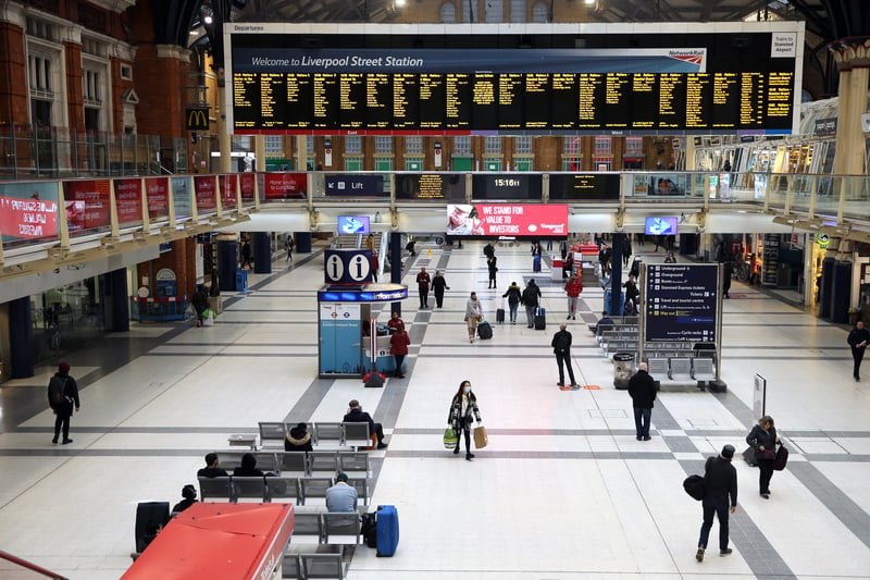 Estimated entries and exits made at Liverpool Street station was 80,448,194.