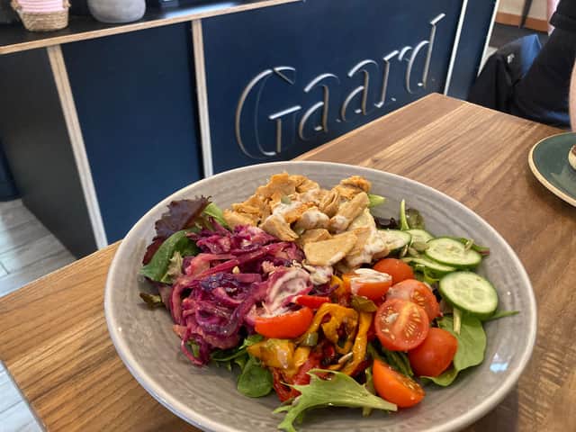 Gaard Salad, with optional (and free!) plant-based chicken.