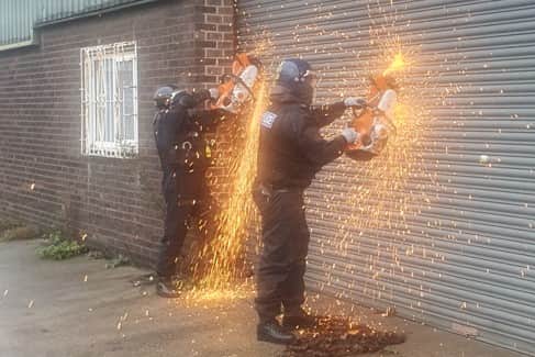 Officers from South Yorkshire Police forced entry into a factory in Darnall, Sheffield, in December last year.