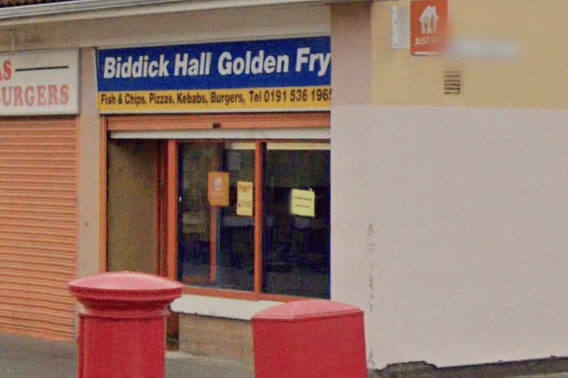 Biddick Hall Golden Fry on Fielding Court in South Shields was given a two star rating in December 2022. 