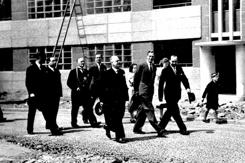 The Duke of Kent visiting Quarry Hill flats with civic digniitaries. ALthough the first stage of the construction had bee completed in March, 1938 other parts of the flats were still under construction as seen in the photo from June 1939.