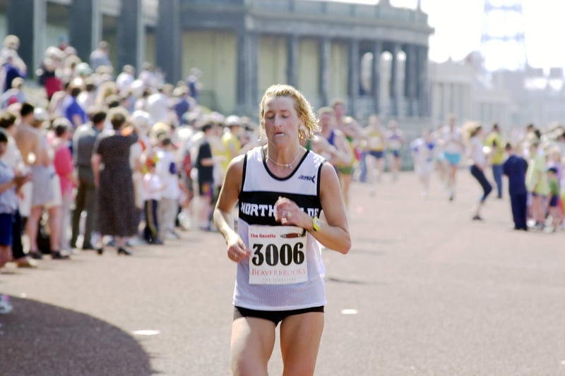 Caroline Betmead , first woman across the finish line at th Blackpool 10K fun run 2000