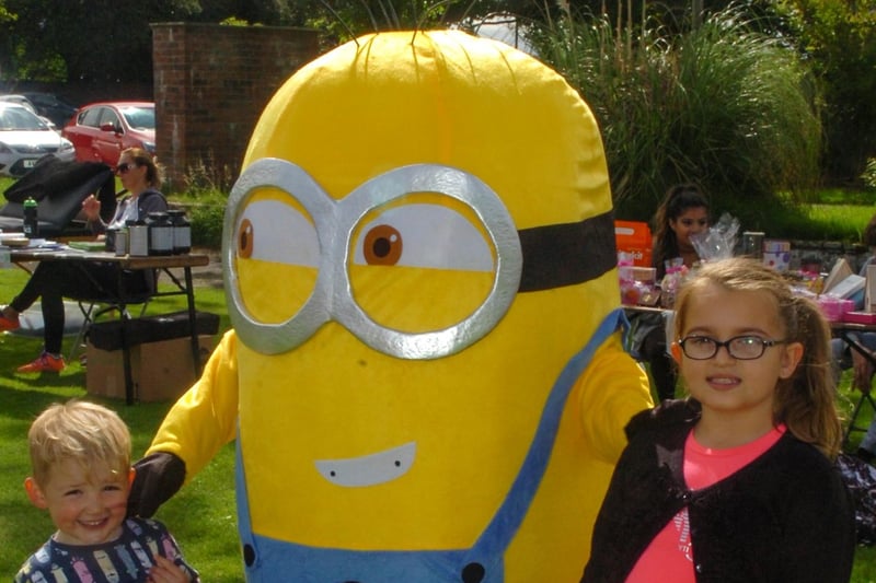 Jack Brown (3) of Grangetown and Libbie Lee-Bindman (8) of Southwick got to meet with a Minion at the Grace House Fun Day in Thompson Road in 2016.