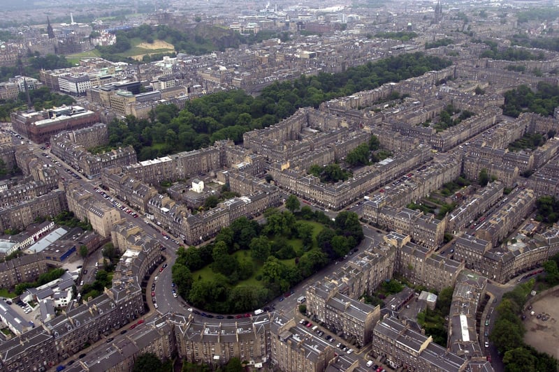An aerial shot of Edinburgh's New Town, taken in June 2003.