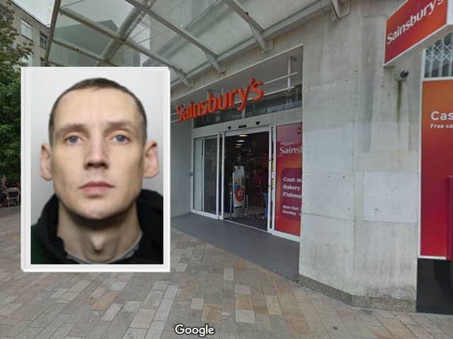 Richard Newton has been banned from Sainsbury's, M&S and Home Bargains after a string of offences including threatening to to stab shop staff with a needle. Picture: South Yorkshire Police / Google