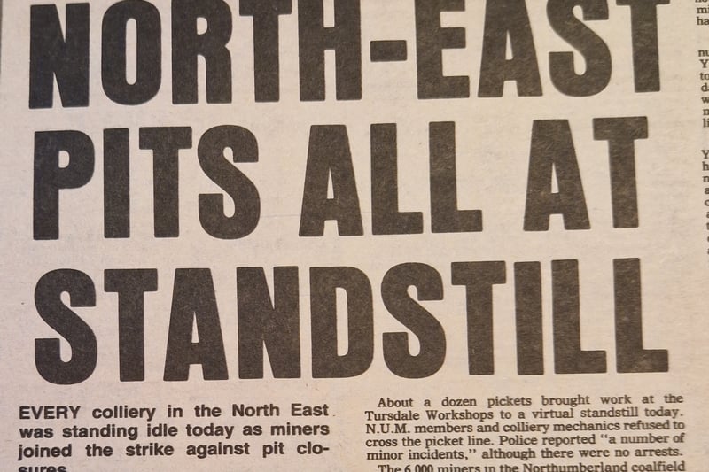 Every pit in the North East was standing idle on March 15, as reported by the Sunderland Echo.