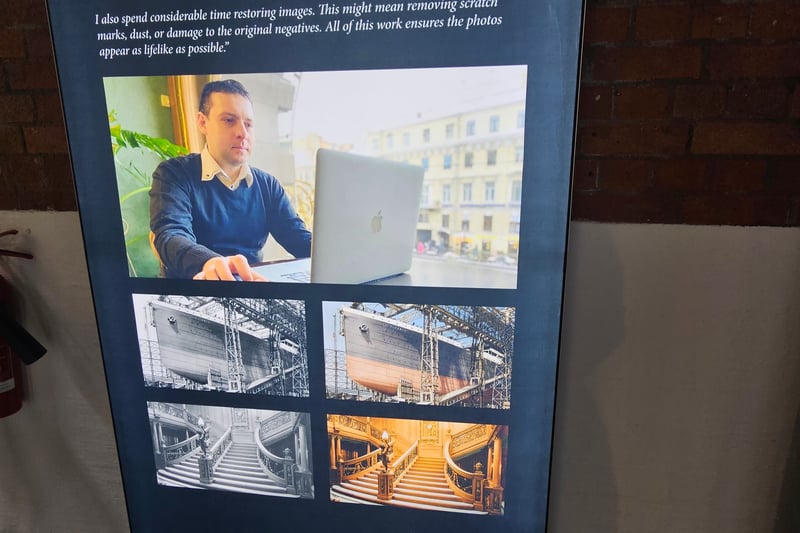 The exhibition teamed up with artist and researcher Roman Potapov to add colour to the small collection of original black and white photos of the Titanic. The photos were captured by the press while the Titanic was docked in Southampton, and a handful more were taken by two passengers named Francis Browne and Kate Odell.