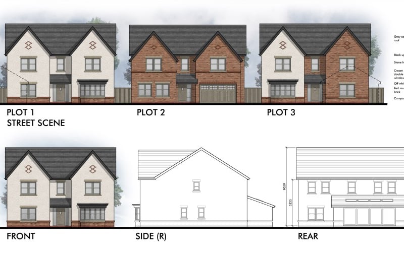These are the house types being applied for on land between 212 and 220 Liverpool Road, Hutton. Outline permission for building was agreed last year, now the design and materials must be approved.