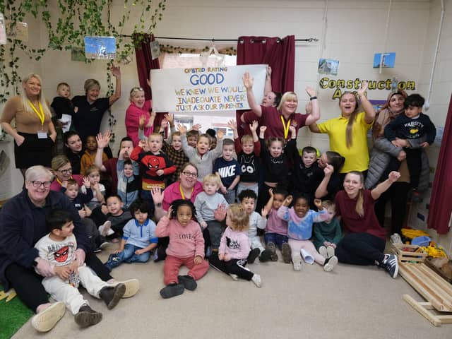 Sunshine Pre-School, in Sheffield, celebrates after earning back its 'Good' rating six months on from an Inadequate report by Ofsted.