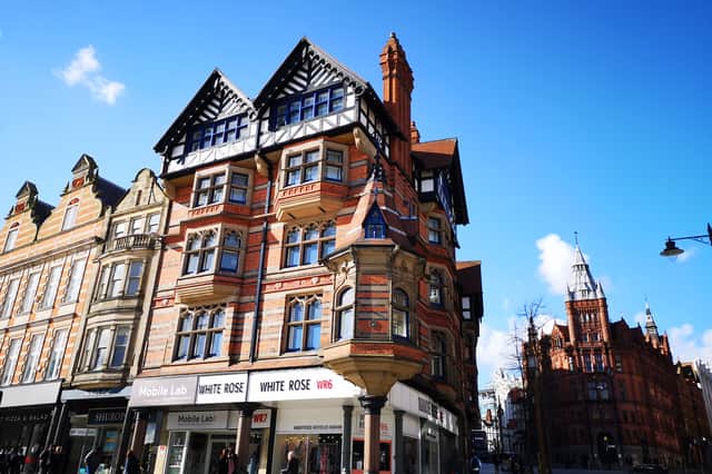 Fothergill designed Queen's Chambers in 1897 to commemorate Queen Victoria's Diamond Jubilee. 

A bust of Queen Victoria can be seen just beneath the chimney on the King Street elevation.
