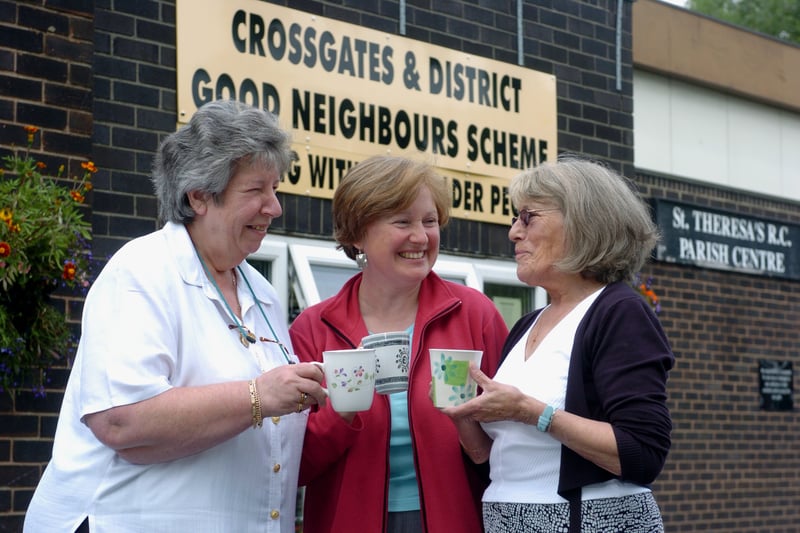 Crossgates and District Good Neighbours was celebrating bein g awarded charitable status in July 2007. Pictured are treasurer Irene Midgley, development worker Moira Flynn and volunteer Freda Noonan with coffee mugs. 