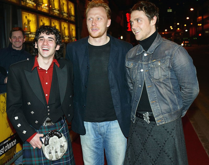 James Sives (R) Kevin McKidd and Iain Robertson (L) arrive at the Gala Screening of "One Last Chance" in Glasgow March 1, 2004