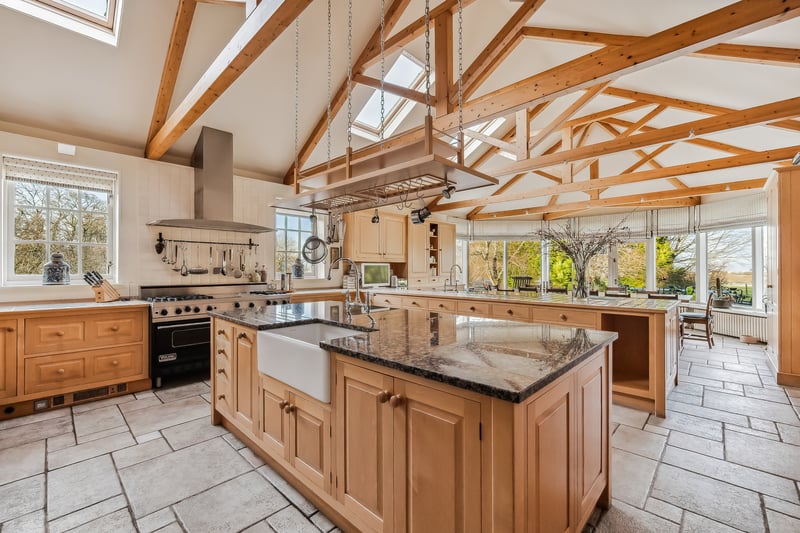 The bright and airy kitchen at Waterside Farm on Fingalton Road is an ideal space for entertaining and has ample room for a large dining table to seat the entire family plus friends.