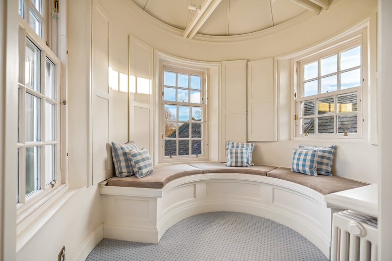 The turret of Waterside Farm provides a cosy nook, ideal for reading in