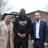 Aspire Boxing club in Sheffield face being evicted from their premises in Arbourthorne. PIctured is Ronny Tucker with Sheffield Councillors Nabeela Mowlana and Ben Miskell. Picture: Dean Atkins, National World